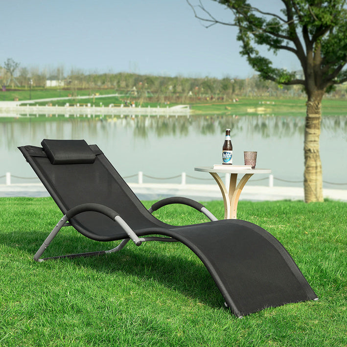 SoBuy Sdraio da Giardino Sedia Relax per Giardini, Cortili 55x67x165cm Nero OGS38-SCH