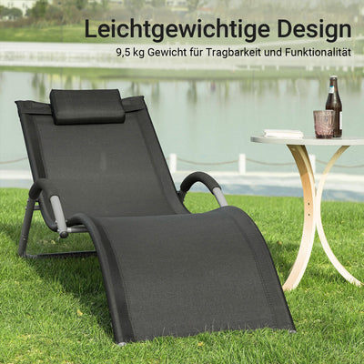 SoBuy Chaise longue de jardin, fauteuil relax pour jardins, terrasses 55x67x165cm Noir OGS38-SCH