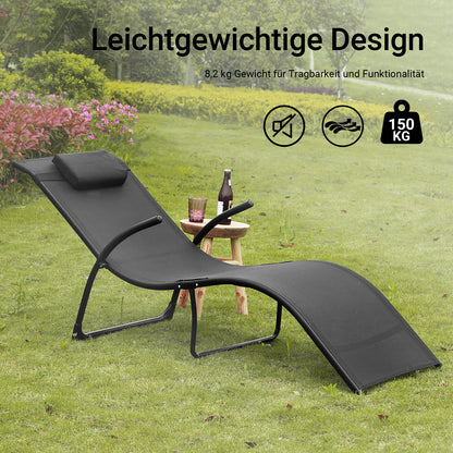 SoBuy Sonnenliege klappbar Gartenliege Liegestuhl 60x69x173cm Schwarz OGS45-SCH