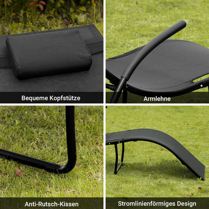 SoBuy Sonnenliege klappbar Gartenliege Liegestuhl 60x69x173cm Schwarz OGS45-SCH