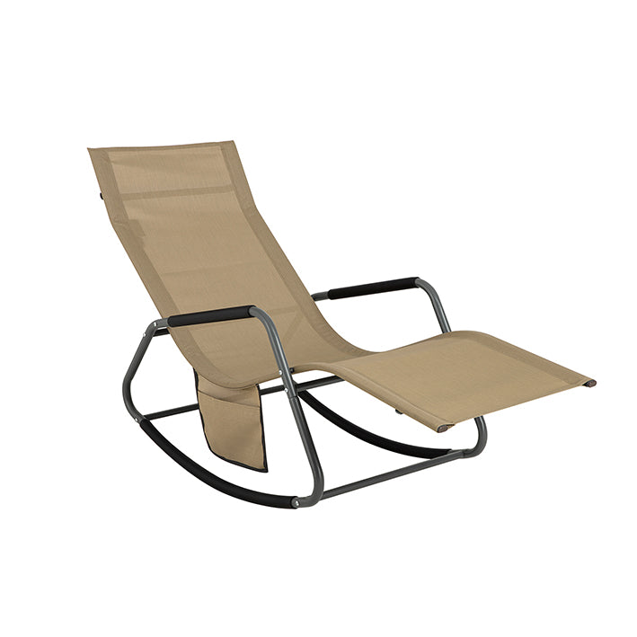 SoBuy | Sedia a dondolo relax | Sedia a sdraio con tasca laterale | Sedia da giardino | Sedia relax | Dondolo reclinabile | Kaki | OGS47-KA