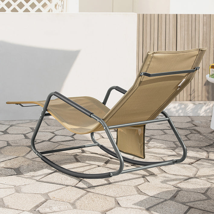 SoBuy | Sedia a dondolo relax | Sedia a sdraio con tasca laterale | Sedia da giardino | Sedia relax | Dondolo reclinabile | Kaki | OGS47-KA