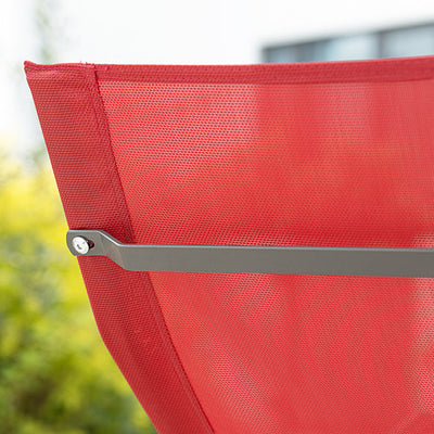 SoBuy | Chaise longue à bascule | Transat avec poche latérale | Bain de soleil de jardin | Fauteuil de relaxation | Chaise longue balancelle | Rouge | OGS47-R