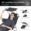 Vorverkauf | SoBuy | Sonnenliege mit Sonnendach | Relaxstuhl für Gärten, Höfe, Strände | Schwarz | OGS48-SCH