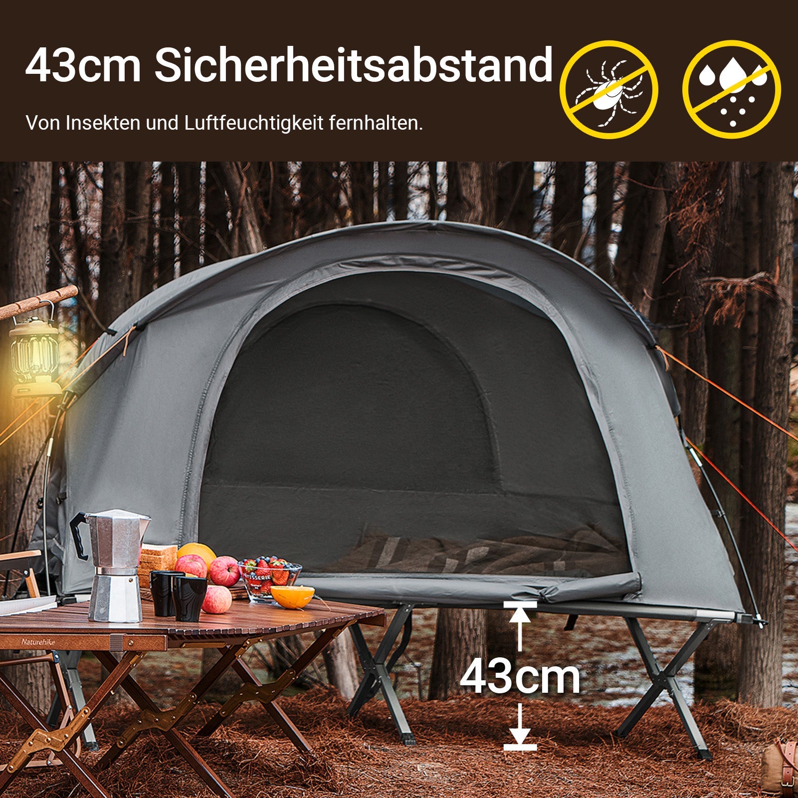 SoBuy tenda 4 in 1 per campeggio brandina tenda 1 persona, outdoor, grigio 194x147x87cm OGS60-HG