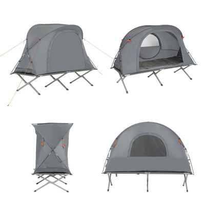SoBuy 4in1-Zelt Campingzelt Feldbett 1 Mann Zelt Outdoor Grau 194x147x87cm OGS60-HG