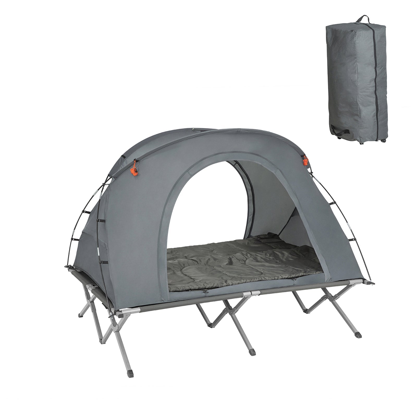 SoBuy Tenda 4 in 1 Tenda da Campeggio Lettino da Campo 2 Persone Outdoor Grigio 194x157x145cm OGS60-L-HG