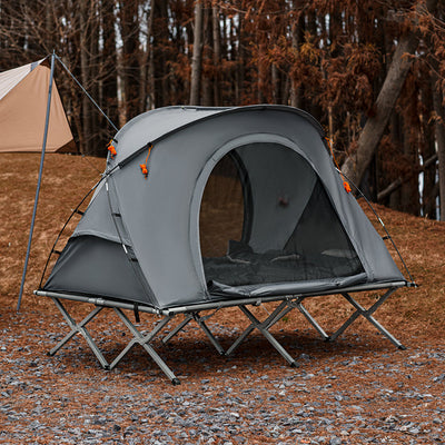 SoBuy 4in1-Zelt Campingzelt Feldbett 2 Personen Outdoor Grau 194x157x145cm OGS60-L-HG