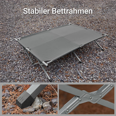SoBuy 4in1-Zelt Campingzelt Feldbett 2 Personen Outdoor Grau 194x157x145cm OGS60-L-HG