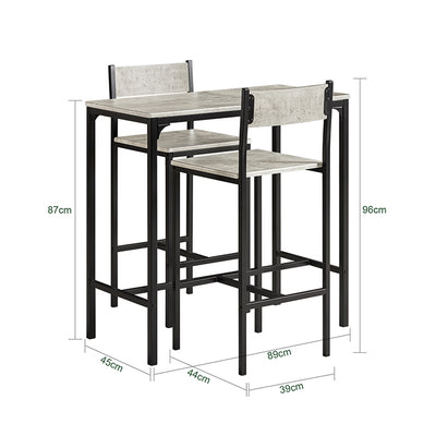 SoBuy | Table de bar avec 2 tabourets | Ensemble table de bar | 3 pièces | OGT03-HG 