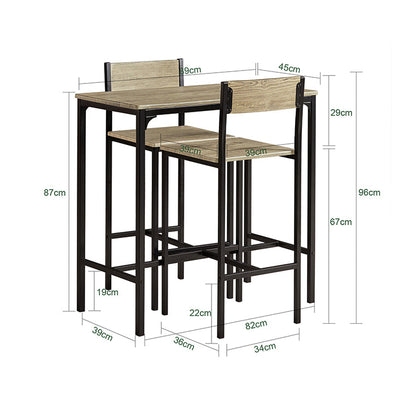SoBuy | Bartisch mit 2 Hockern | Bartisch set | 3-teilig | OGT03-N
