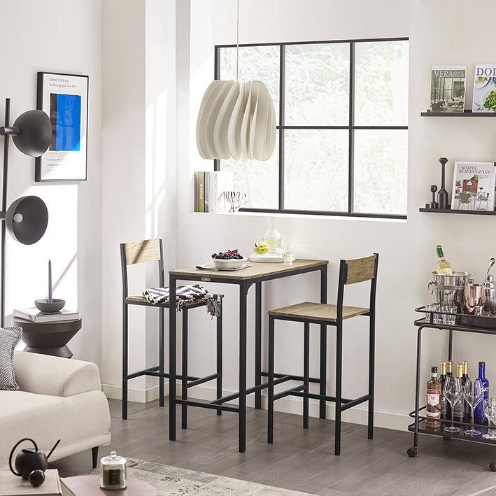 SoBuy | Tavolo da Bar con 2 Sgabelli | Set Tavolo da Bar | 3 Pezzi | OGT03-N