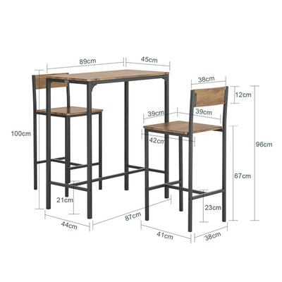 SoBuy | Table de bar avec 2 tabourets | Ensemble table de bar | 3 pièces | OGT03-XL 