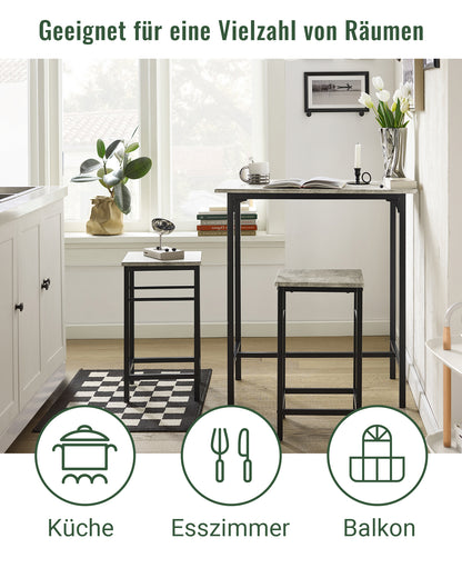 SoBuy | Bartisch mit 2 Hockern | Bartisch set | 3-teilig | OGT10-HG