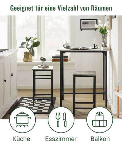 SoBuy | Bartisch mit 2 Hockern | Bartisch set | 3-teilig | OGT10-HG