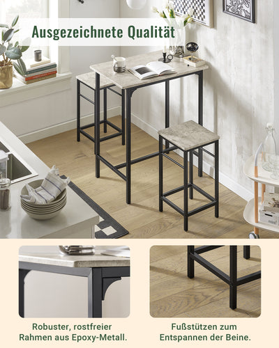 SoBuy | Table de bar avec 2 tabourets | Ensemble table de bar | 3 pièces | OGT10-HG