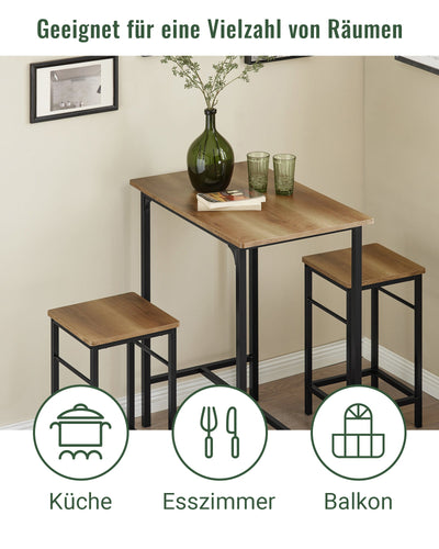 SoBuy | Table de bar avec 2 tabourets | Ensemble table de bar | Table de bistrot 3 pièces | Vintage | OGT10-PF