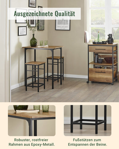 SoBuy | Table de bar avec 2 tabourets | Ensemble table de bar | Table de bistrot 3 pièces | Vintage | OGT10-PF