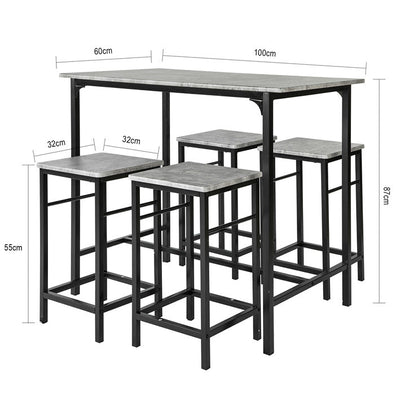 SoBuy | Tavolo da bar con 4 sgabelli | Set da bar | 5 pezzi | OGT11-HG