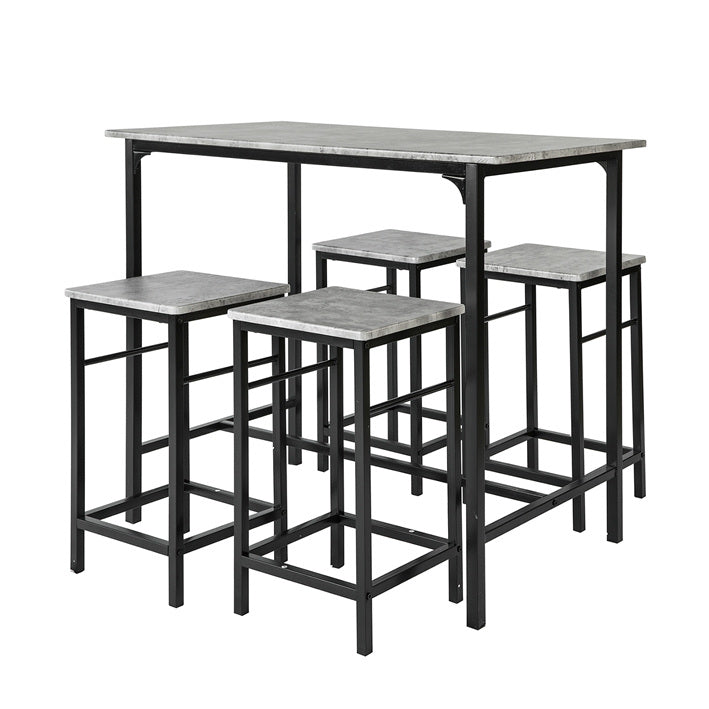 SoBuy | Tavolo da bar con 4 sgabelli | Set da bar | 5 pezzi | OGT11-HG