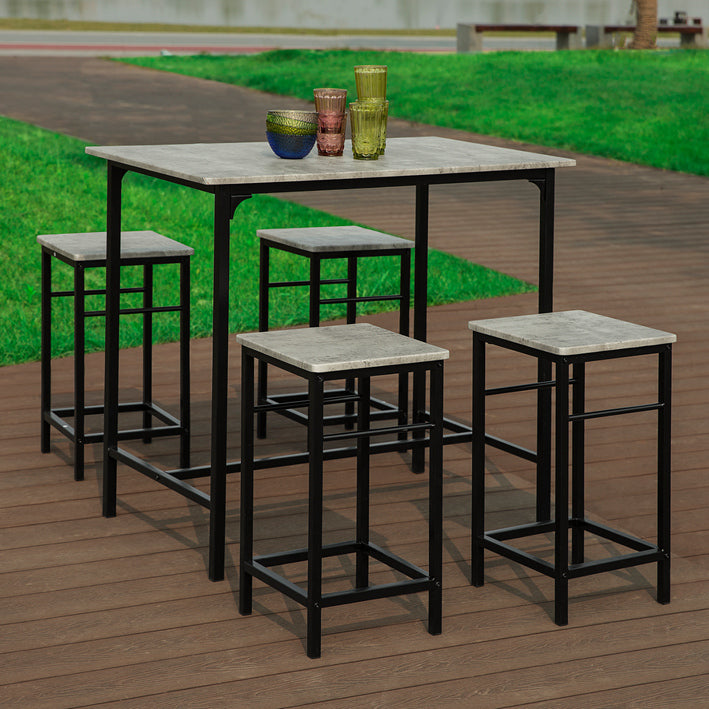 SoBuy | Tavolo da bar con 4 sgabelli | Set da bar | 5 pezzi | OGT11-HG