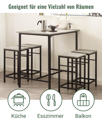 SoBuy | Table de bar avec 4 tabourets | Ensemble table de bar | 5 pièces | OGT11-HG 