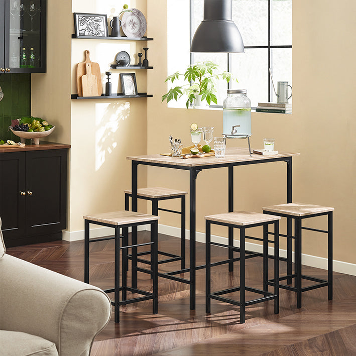 SoBuy | Tavolo da bar con 4 sgabelli | Set da bar | 5 pezzi | OGT11-N