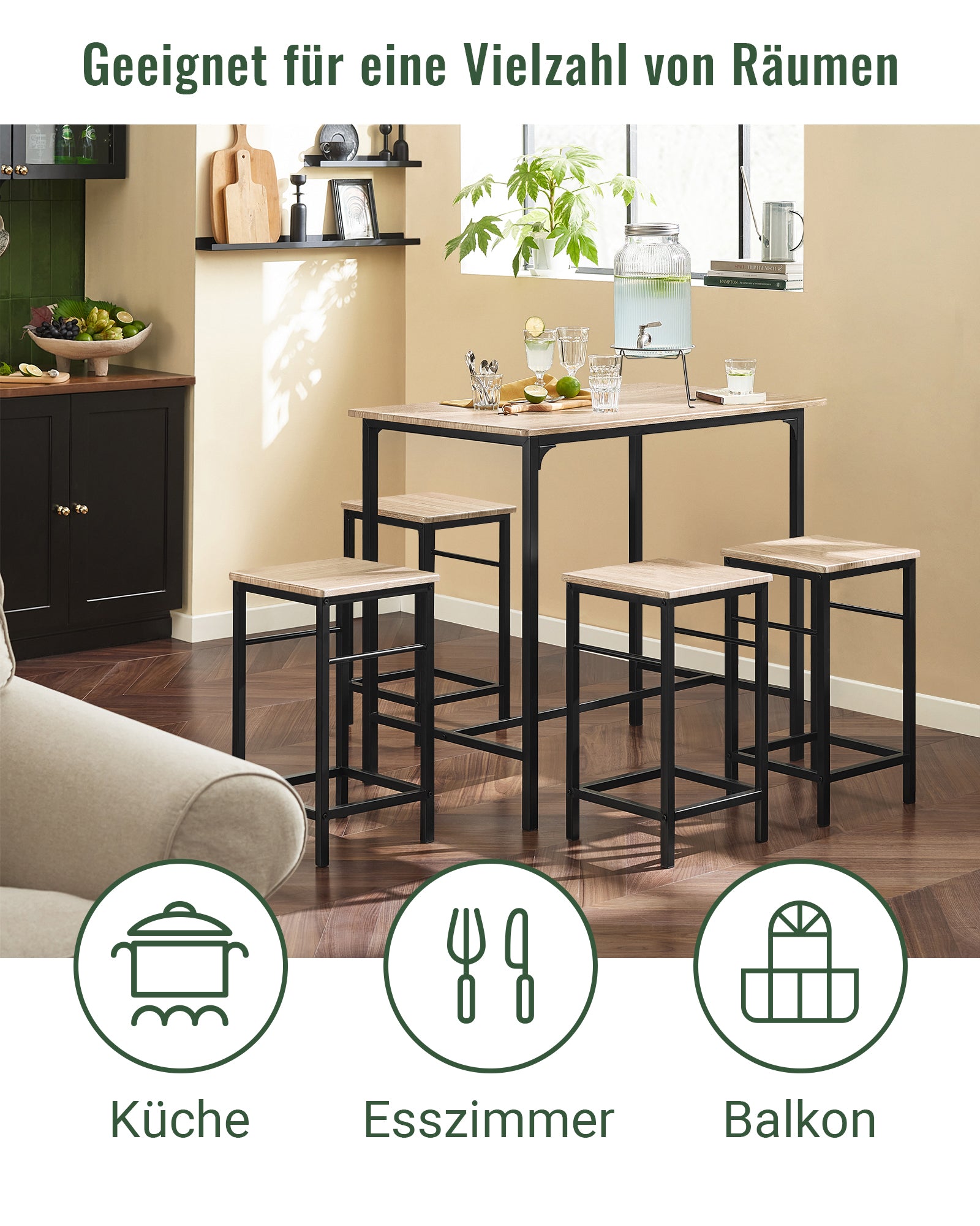 SoBuy | Bartisch mit 4 Hockern | Bartisch set | 5-teilig | OGT11-N