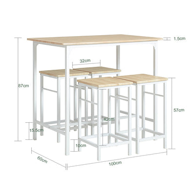 SoBuy | Set da bar | 5 pezzi | Tavolo da pranzo | Tavolo da bistrò con 4 sedie | Set da pranzo | OGT11-WN