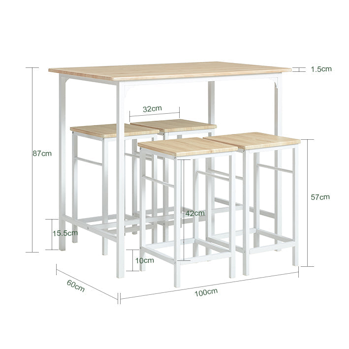 SoBuy | Set da bar | 5 pezzi | Tavolo da pranzo | Tavolo da bistrò con 4 sedie | Set da pranzo | OGT11-WN