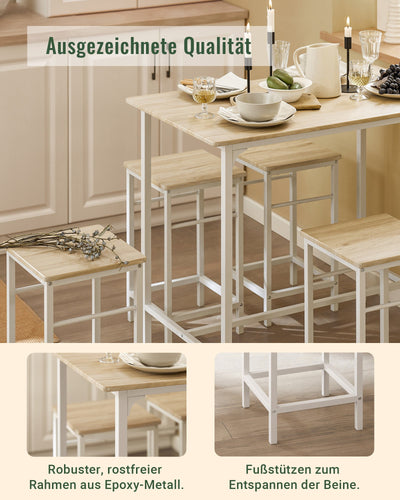 SoBuy | Set da bar | 5 pezzi | Tavolo da pranzo | Tavolo da bistrò con 4 sedie | Set da pranzo | OGT11-WN