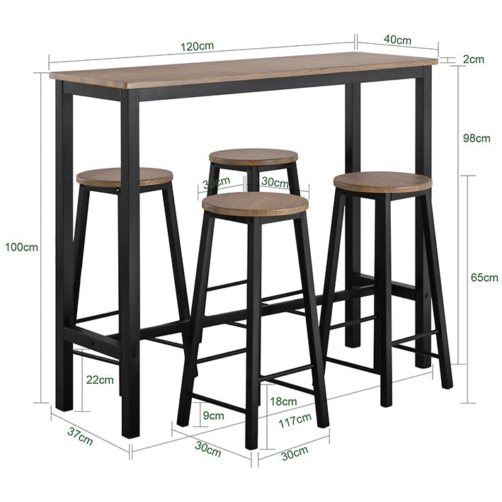 SoBuy | Tavolo da bar con 4 sgabelli | Set tavolo da bar | Tavolo alto | 5 pezzi | OGT22-SCH