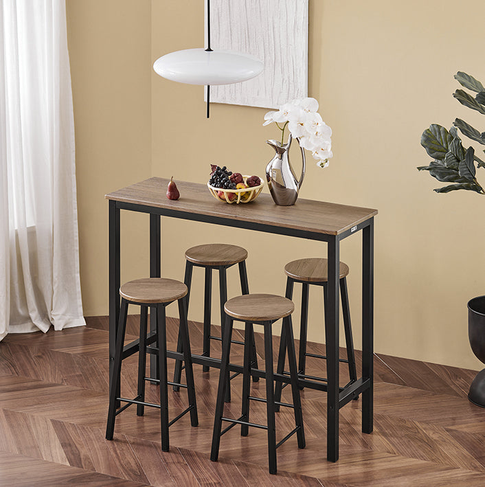SoBuy | Tavolo da bar con 4 sgabelli | Set tavolo da bar | Tavolo alto | 5 pezzi | OGT22-SCH