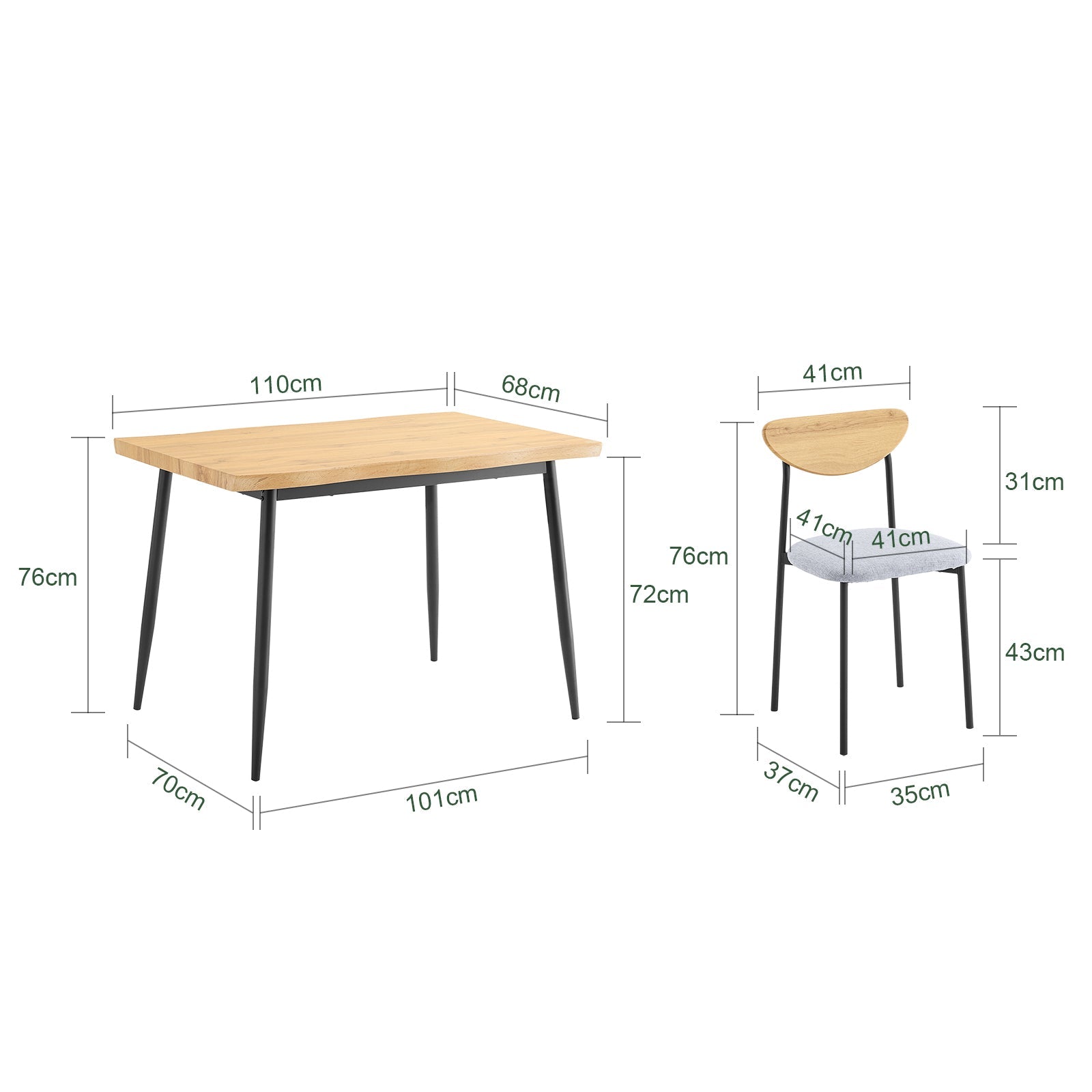 SoBuy | Set da pranzo 5 pezzi con 4 sedie | Tavolo da bistrò | Set da salotto | Tavolo da cucina | OGT52-N