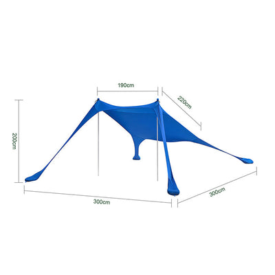 SoBuy | Tenda da spiaggia in Lycra con 2 pali in alluminio | Vela parasole | Conchiglia da spiaggia | Blu scuro | OZT01-DB