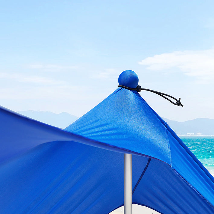 SoBuy | Tenda da spiaggia in Lycra con 2 pali in alluminio | Vela parasole | Conchiglia da spiaggia | Blu scuro | OZT01-DB