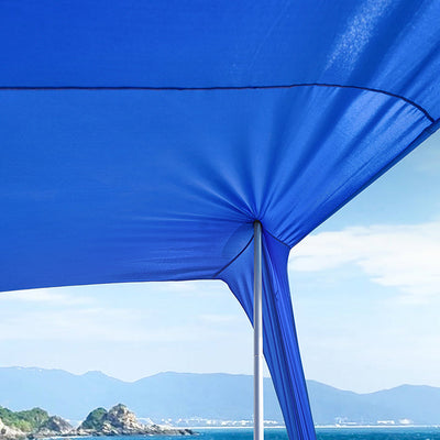 SoBuy | Tenda da spiaggia in Lycra con 2 pali in alluminio | Vela parasole | Conchiglia da spiaggia | Blu scuro | OZT01-DB