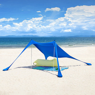 SoBuy | Tenda da spiaggia in Lycra con 2 pali in alluminio | Vela parasole | Conchiglia da spiaggia | Blu scuro | OZT01-DB
