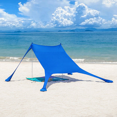 SoBuy | Tenda da spiaggia in Lycra con 2 pali in alluminio | Vela parasole | Conchiglia da spiaggia | Blu scuro | OZT01-DB