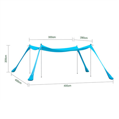 SoBuy | Tenda da spiaggia in lycra con 4 pali in alluminio | Vela parasole | Conchiglia da spiaggia | Azzurro | OZT02-HB