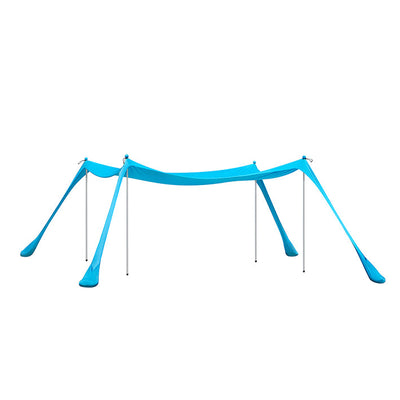 SoBuy | Tenda da spiaggia in lycra con 4 pali in alluminio | Vela parasole | Conchiglia da spiaggia | Azzurro | OZT02-HB