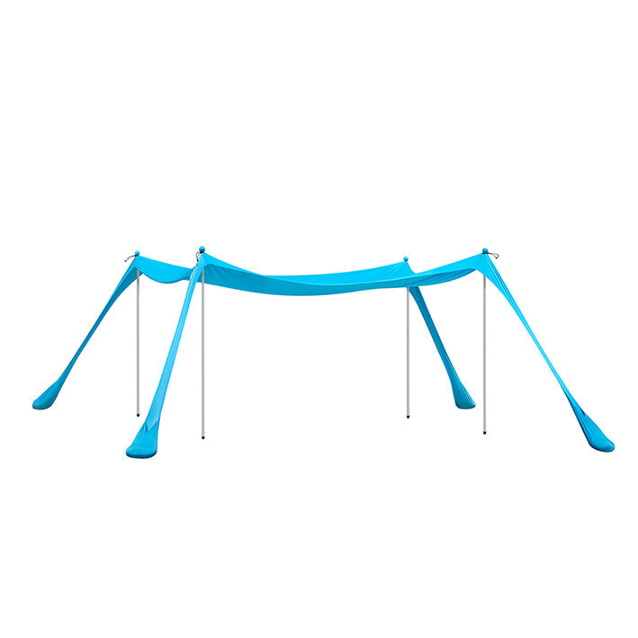 SoBuy | Tenda da spiaggia in lycra con 4 pali in alluminio | Vela parasole | Conchiglia da spiaggia | Azzurro | OZT02-HB
