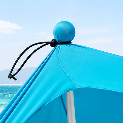 SoBuy | Tenda da spiaggia in lycra con 4 pali in alluminio | Vela parasole | Conchiglia da spiaggia | Azzurro | OZT02-HB