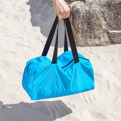SoBuy | Tenda da spiaggia in lycra con 4 pali in alluminio | Vela parasole | Conchiglia da spiaggia | Azzurro | OZT02-HB