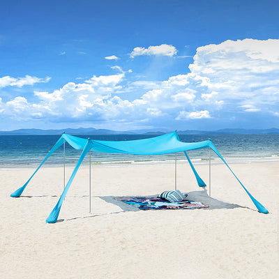 SoBuy | Tente de plage en lycra avec 4 arceaux en aluminium | Pare-soleil | Abri de plage | Bleu clair | OZT02-HB 