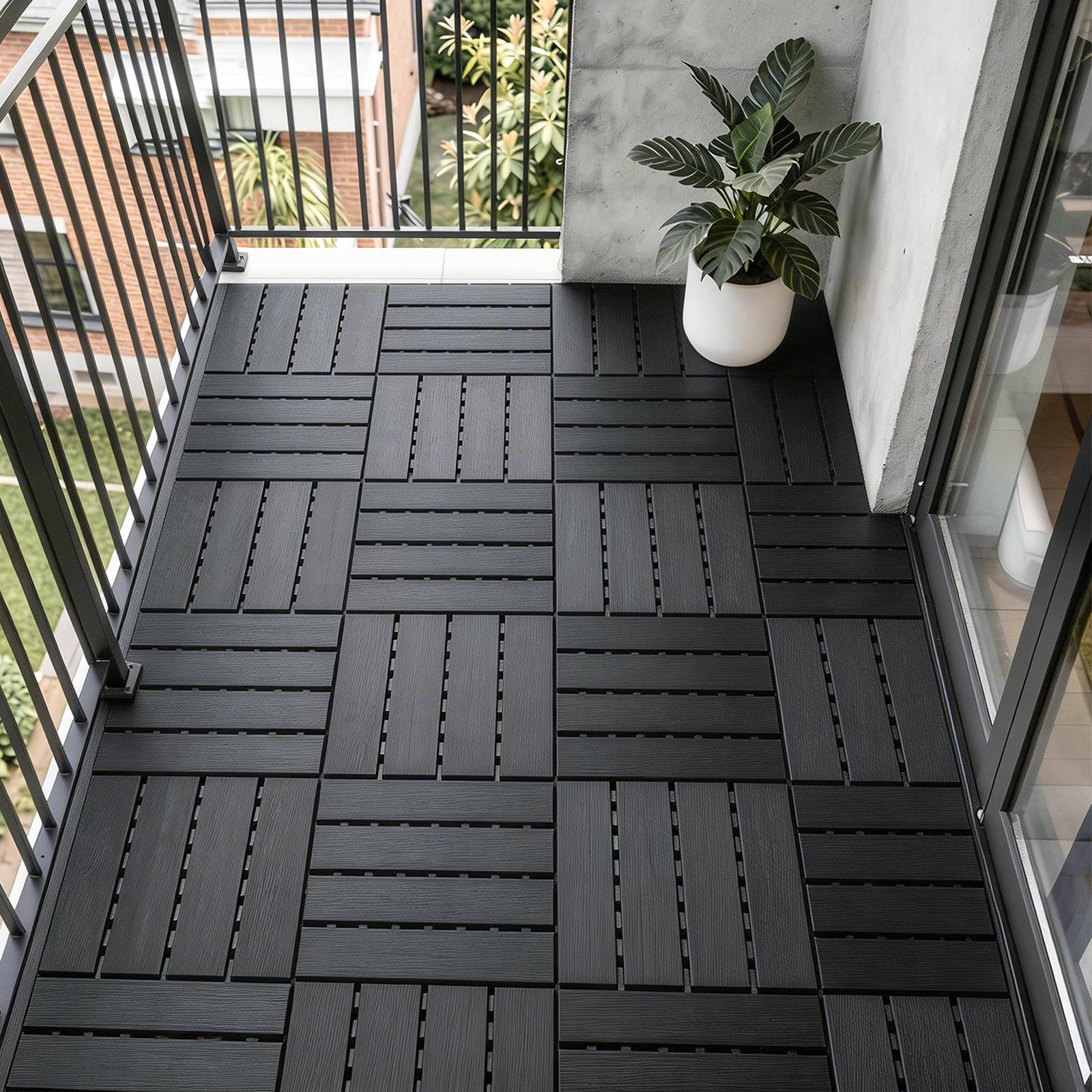 SoBuy Balkonfliesen 15 Stück Klickfliesen für Balkon & Terrasse | Wetterfest | Grau 30,5×2×30,5 cm SDA14-HG