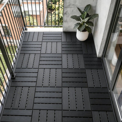 SoBuy Balkonfliesen 15 Stück Klickfliesen für Balkon & Terrasse | Wetterfest | Grau 30,5×2×30,5 cm SDA14-HG