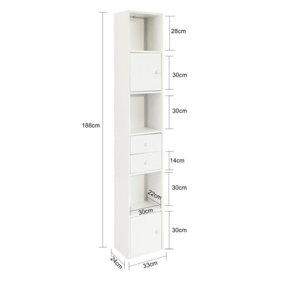 SoBuy | Scaffale con cassetti | Libreria | Scaffale autoportante in legno | STR10-W