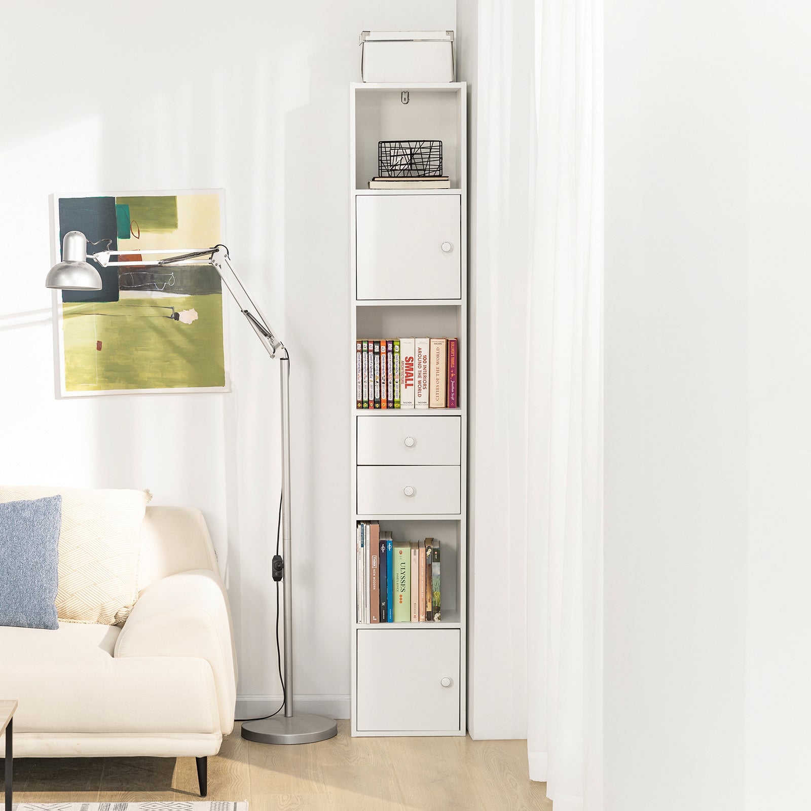 SoBuy | Scaffale con cassetti | Libreria | Scaffale autoportante in legno | STR10-W