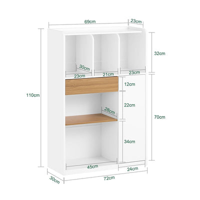 SoBuy | Scaffale con cassetti | Libreria a ripiani | Scaffale a colonna bianco | STR11-WN